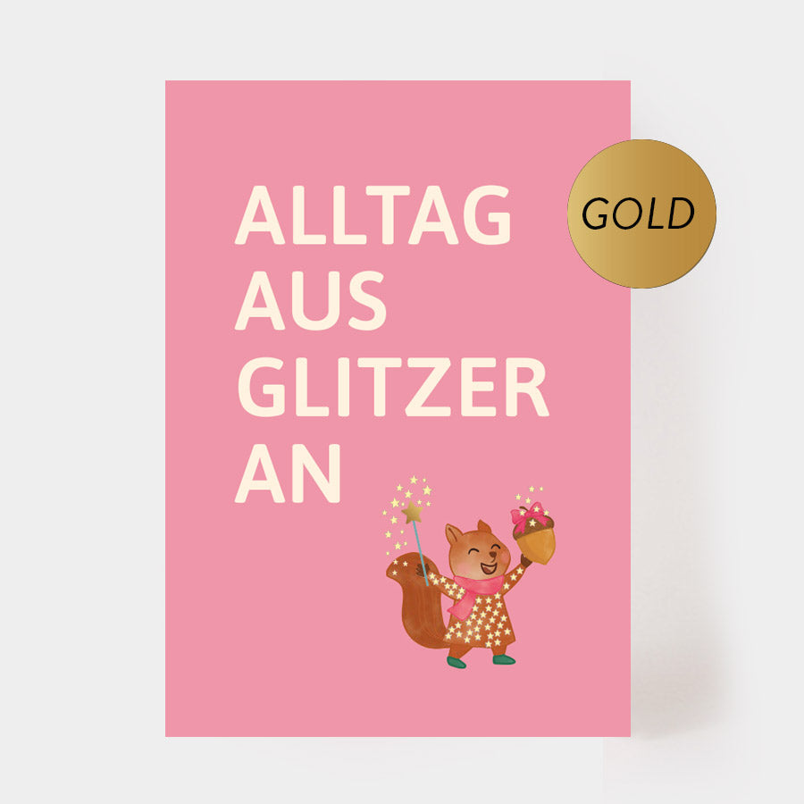 WEIHNACHTSPOSTKARTE - "Glitzer" mit Goldprägung