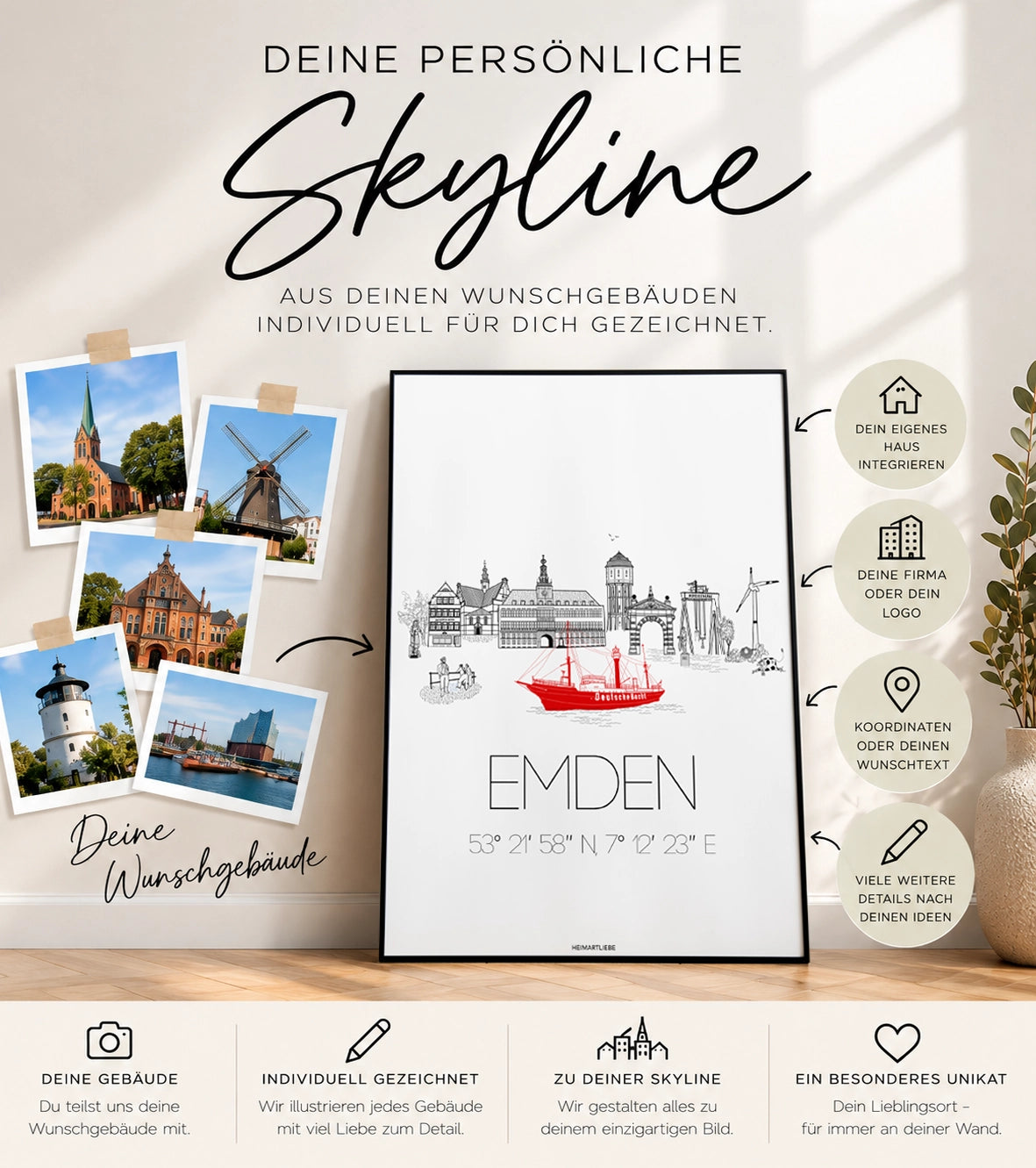 Deine persönliche Skyline - individuell für dich gezeichnet