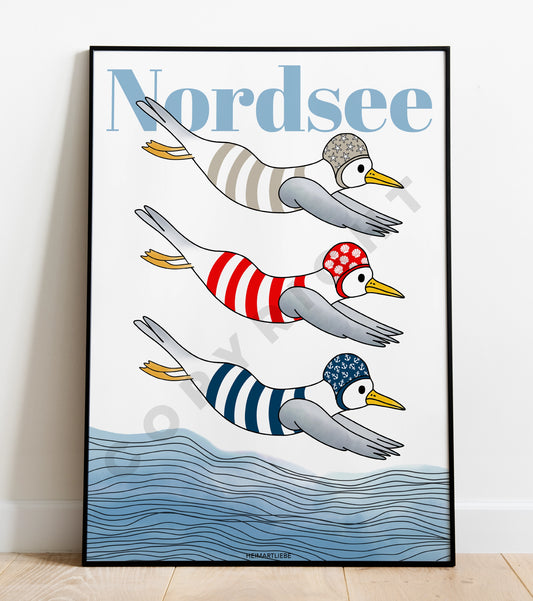 PRINT - BADEMÖWEN NORDSEE