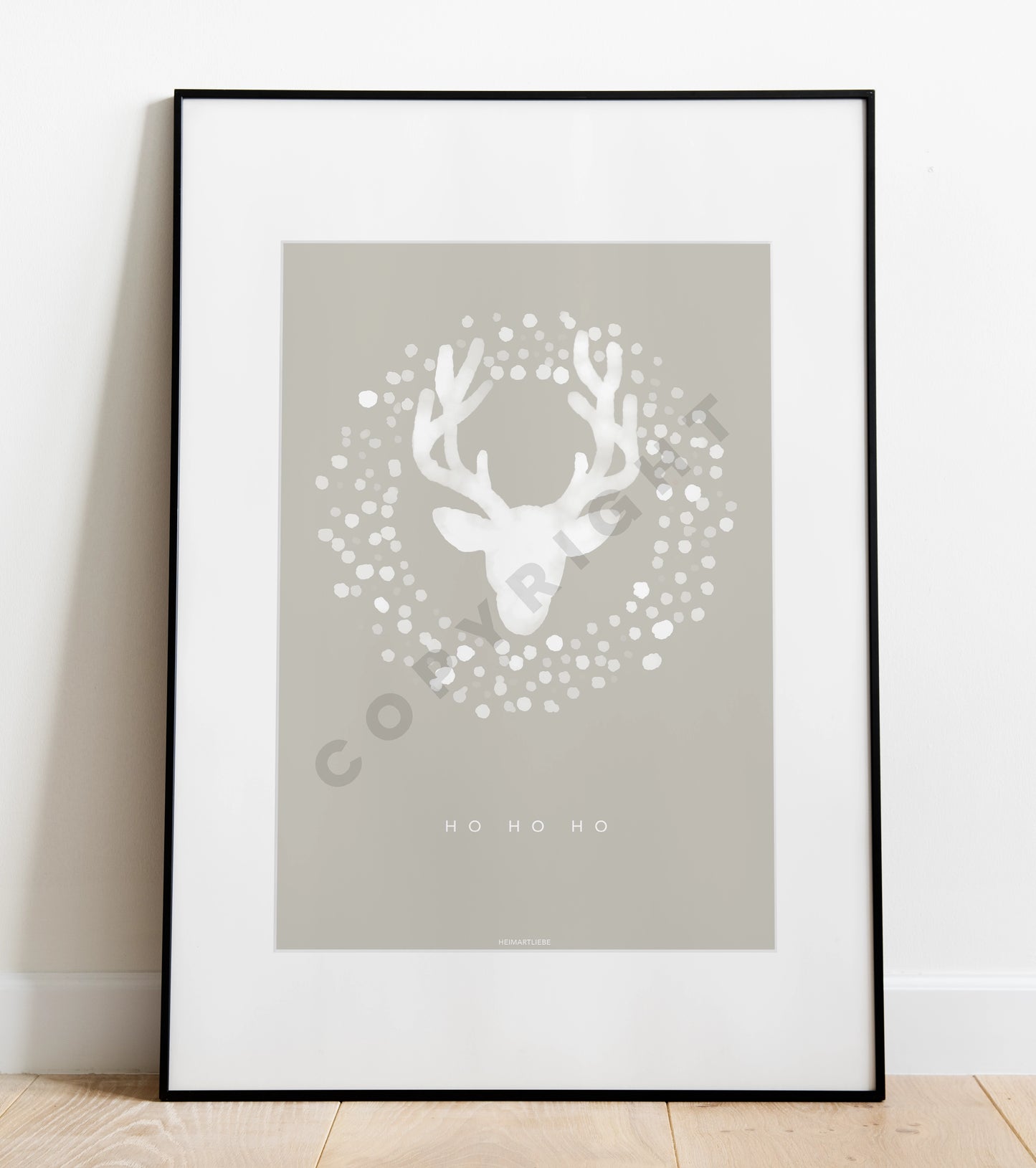 PRINT - WEIHNACHTEN HIRSCH BEIGE