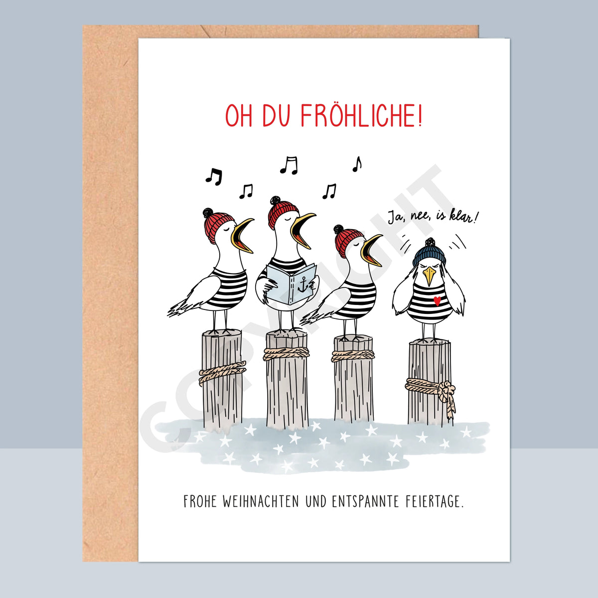 WEIHNACHTSKLAPPKARTE - OH DU FRÖHLICHE MÖWENCHOR