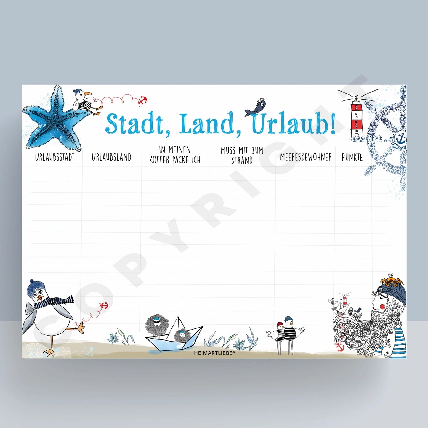 SPIEL- UND SCHREIBBLOCK A4 | STADT LAND URLAUB