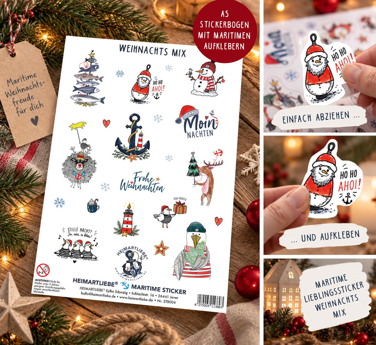 Maritimes Sticker Set – 4 A5 Stickerbögen