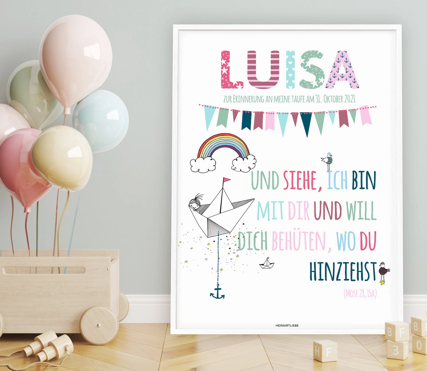 TAUFE - MÄDCHEN BOOT & REGENBOGEN