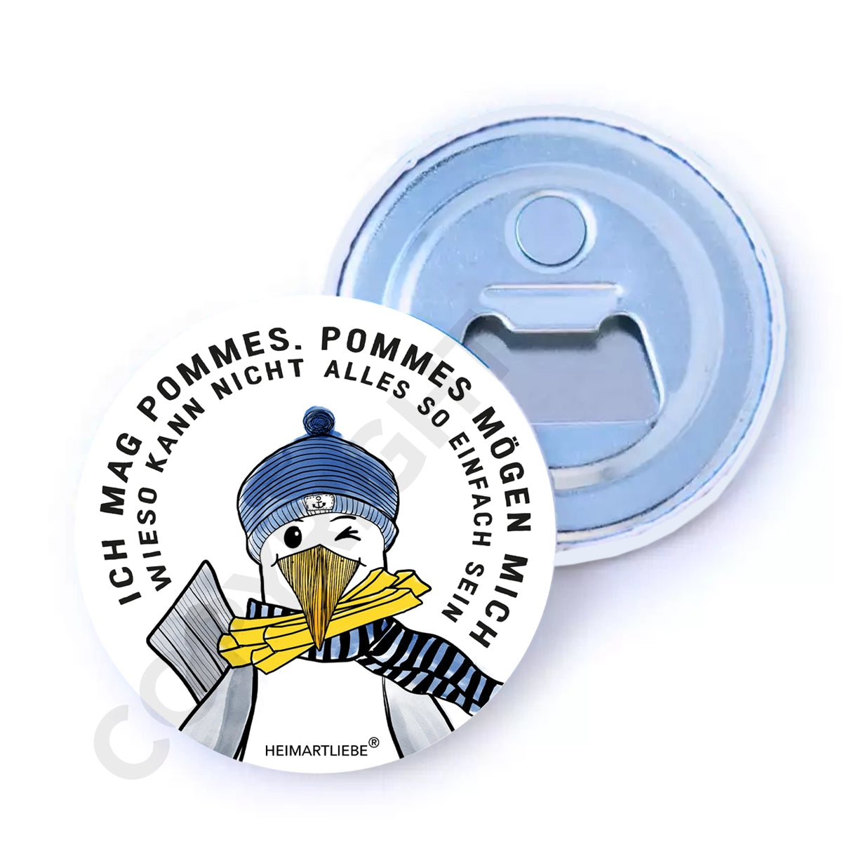 FLASCHENÖFFNER MIT MAGNET - ICH MAG POMMES. POMMES MÖGEN MICH.