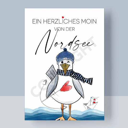 POSTKARTE - EIN HERZLICHES MOIN VON DER NORDSEE