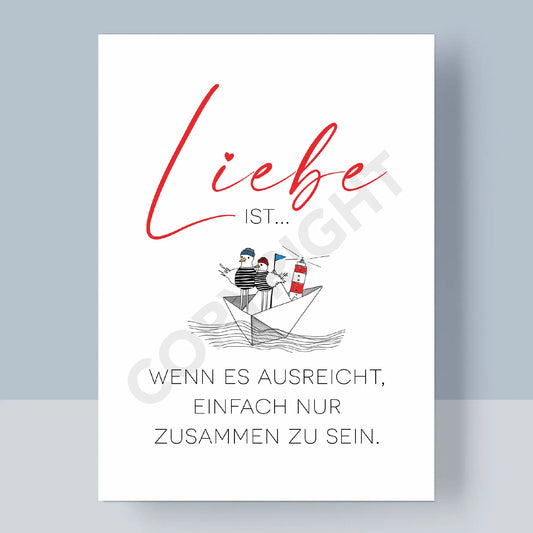 POSTKARTE - LIEBE IST ZUSAMMEN SEIN