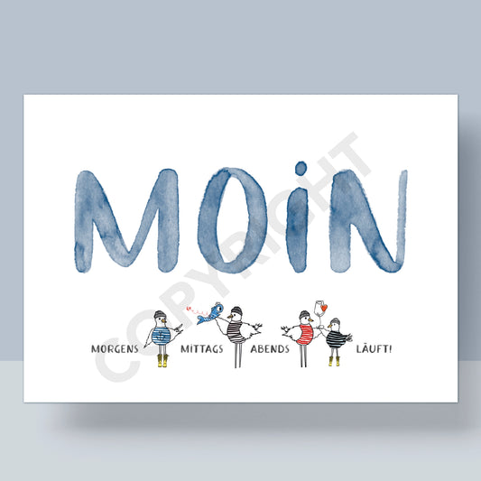 POSTKARTE - MOIN | MORGENS MITTAGS ABENDS LÄUFT!