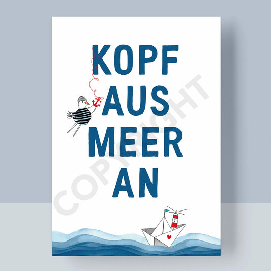 POSTKARTE - KOPF AUS MEER AN