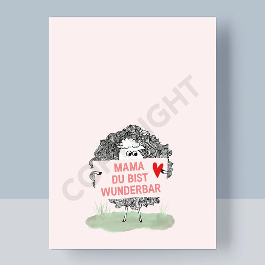 POSTKARTE - MAMA DU BIST WUNDERBAR