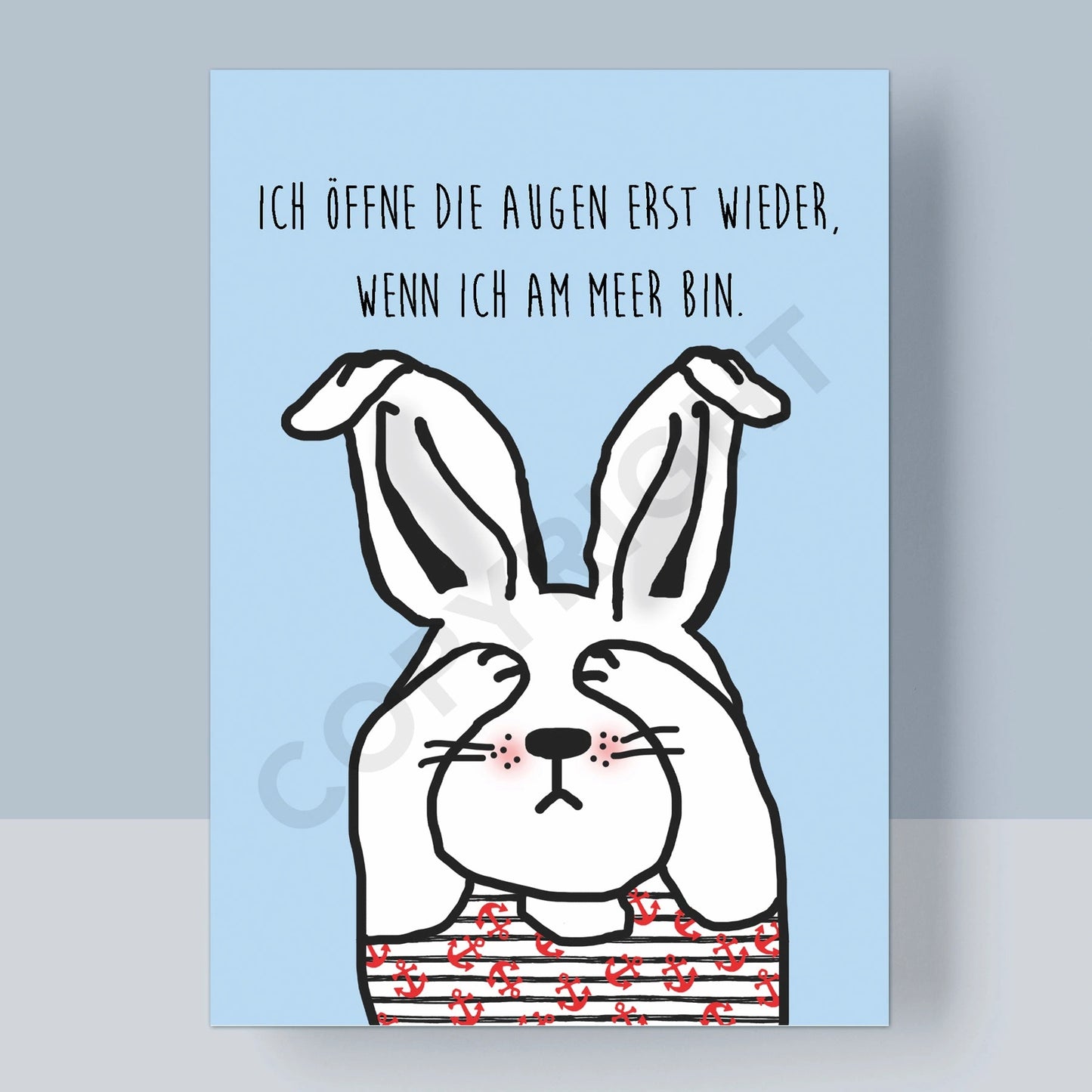 POSTKARTE - MEER HASE