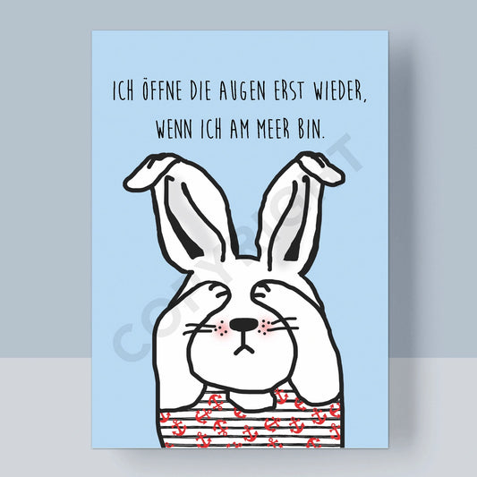 POSTKARTE - MEER HASE