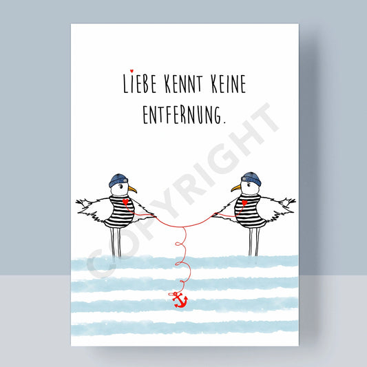 POSTKARTE - LIEBE KENNT KEINE ENTFERNUNG