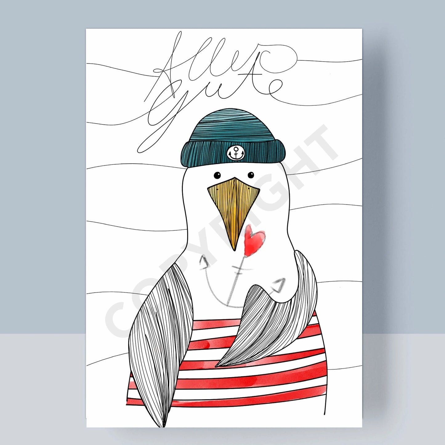 POSTKARTE - MÖWE | ALLES GUTE