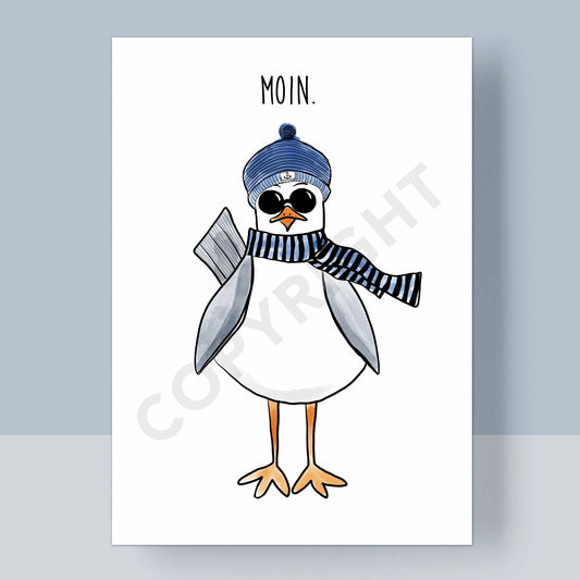 POSTKARTE - COOLE MOIN MÖWE