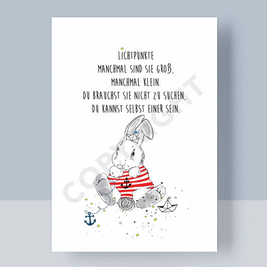 POSTKARTE OSTERN - LICHTPUNKTE HASE
