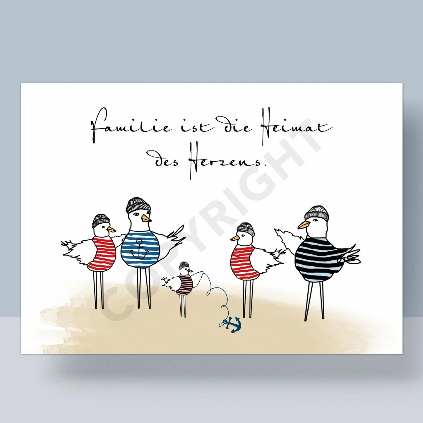 POSTKARTE - FAMILIE IST HEIMAT DES HERZENS