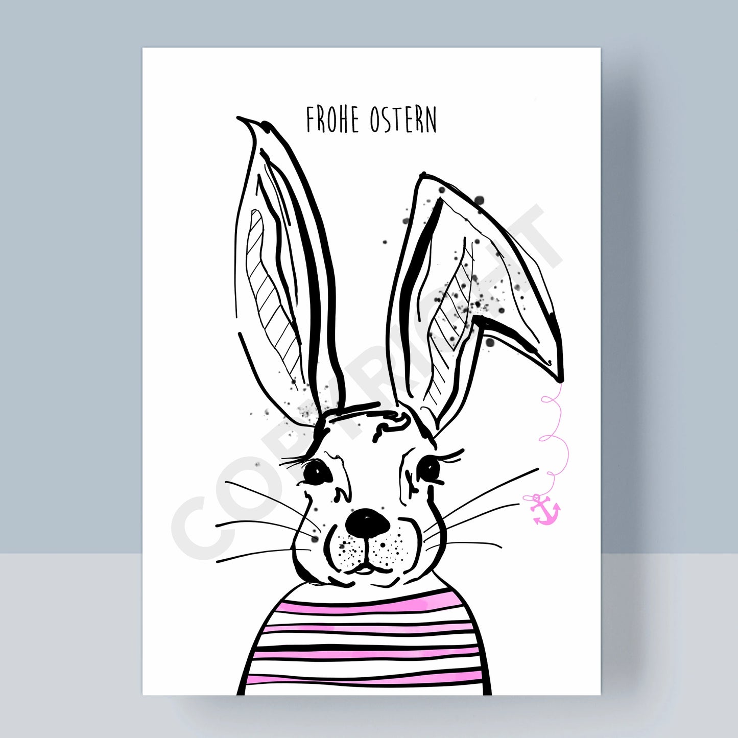 POSTKARTE OSTERN - MEERHASE ROSA