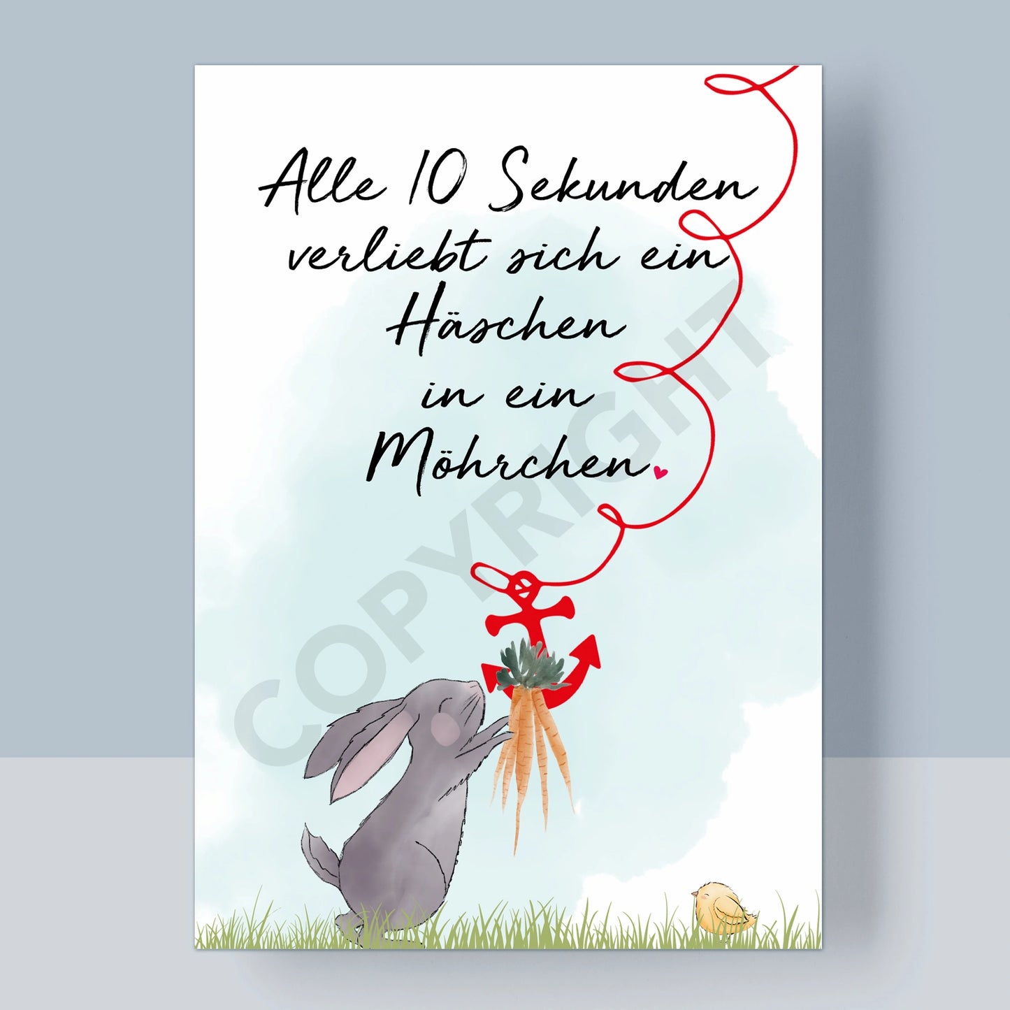 POSTKARTE OSTERN - ALLE 10 SEKUNDEN VERLIEBT SICH EIN HÄSCHEN IN EIN MÖHRCHEN