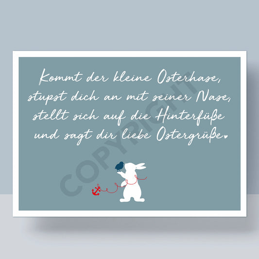 POSTKARTE OSTERN - KOMMT DER KLEINE OSTERHASE