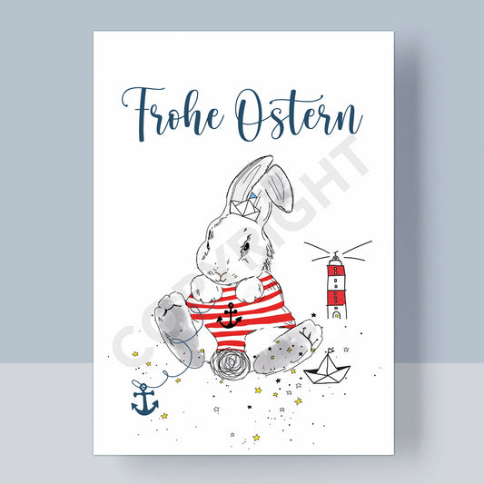 POSTKARTE OSTERN - FROHE OSTERN MEERHASE