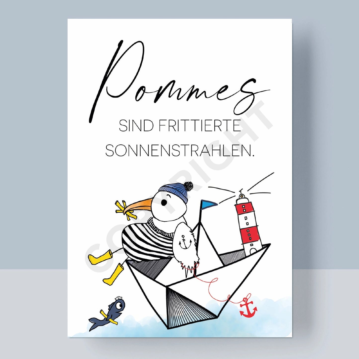 POSTKARTE - POMMES SIND FRITTIERTE SONNENSTRAHLEN