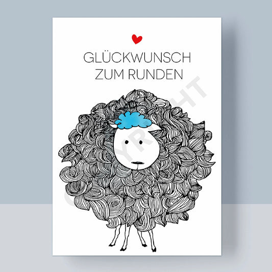 POSTKARTE - GLÜCKWUNSCH ZUM RUNDEN 