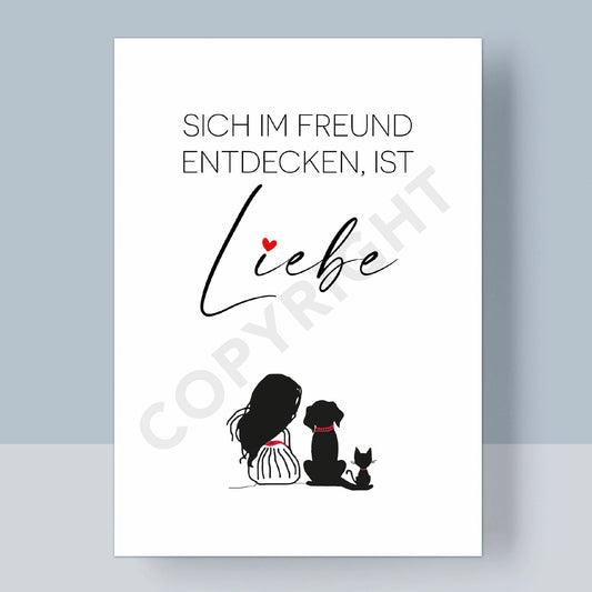 POSTKARTE - SICH IM FREUND ENTDECKEN IST LIEBE