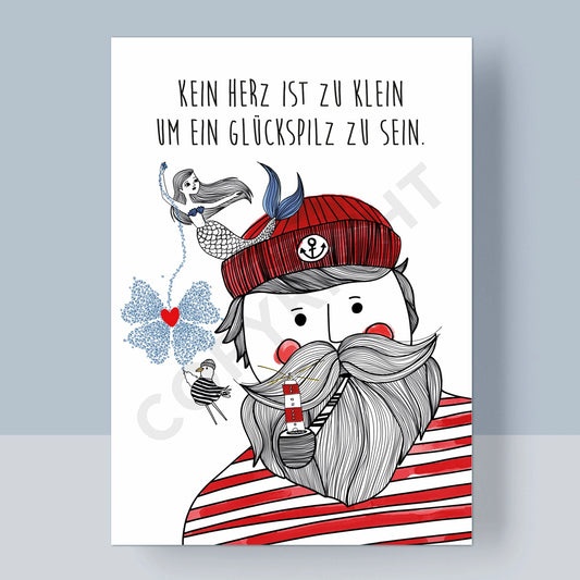 POSTKARTE - KEIN HERZ IST ZU KLEIN UM EIN GLÜCKSPILZ ZU SEIN