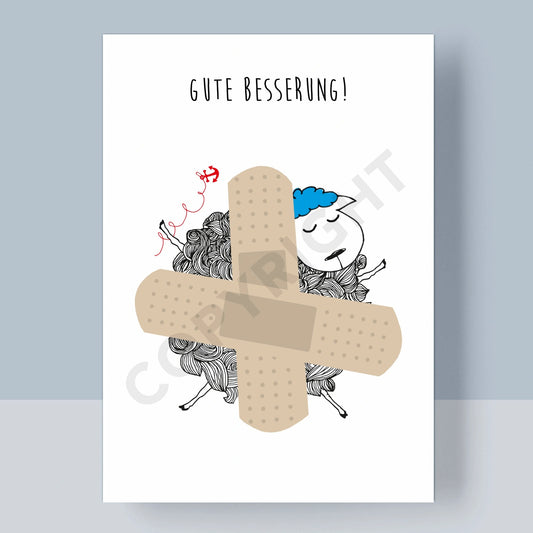 POSTKARTE - GUTE BESSERUNG TROSTPFLASTER