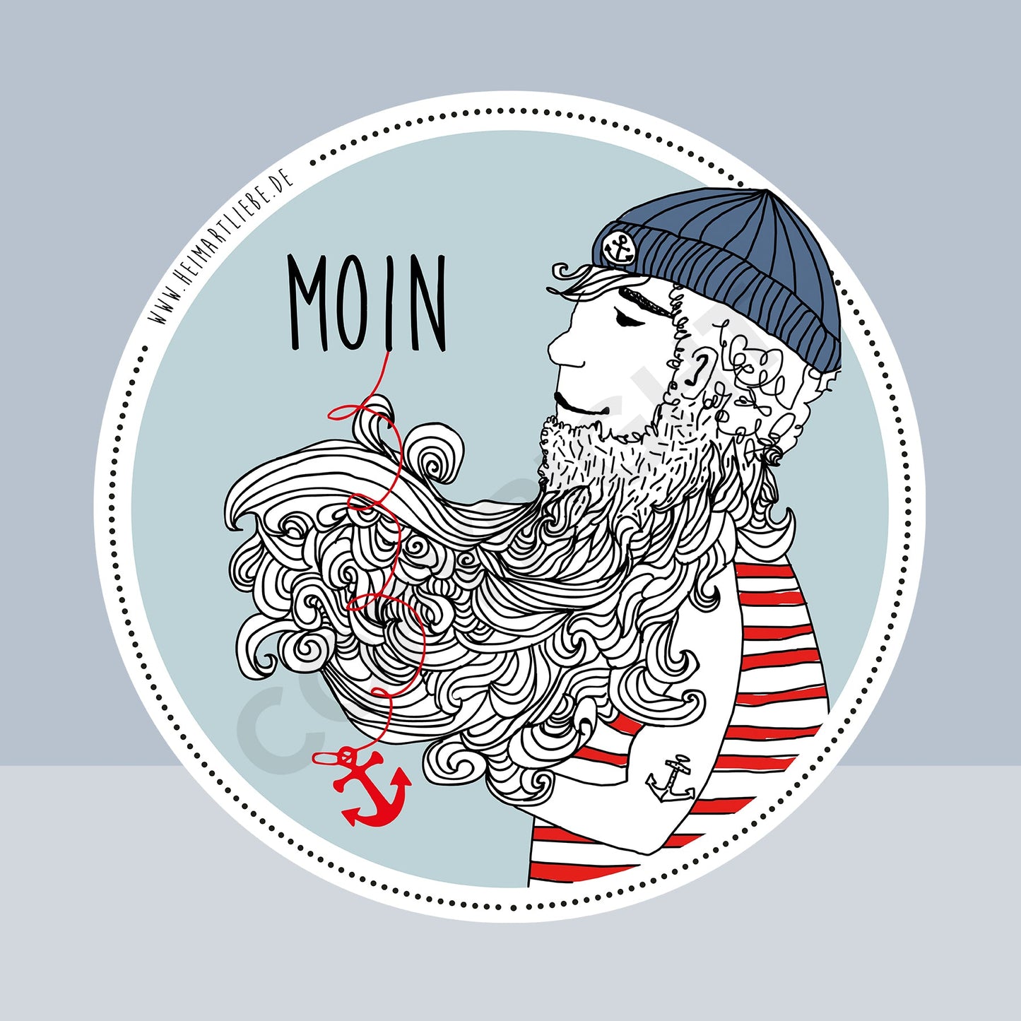 STICKER / AUFKLEBER - MOIN SEEMANN BLAU