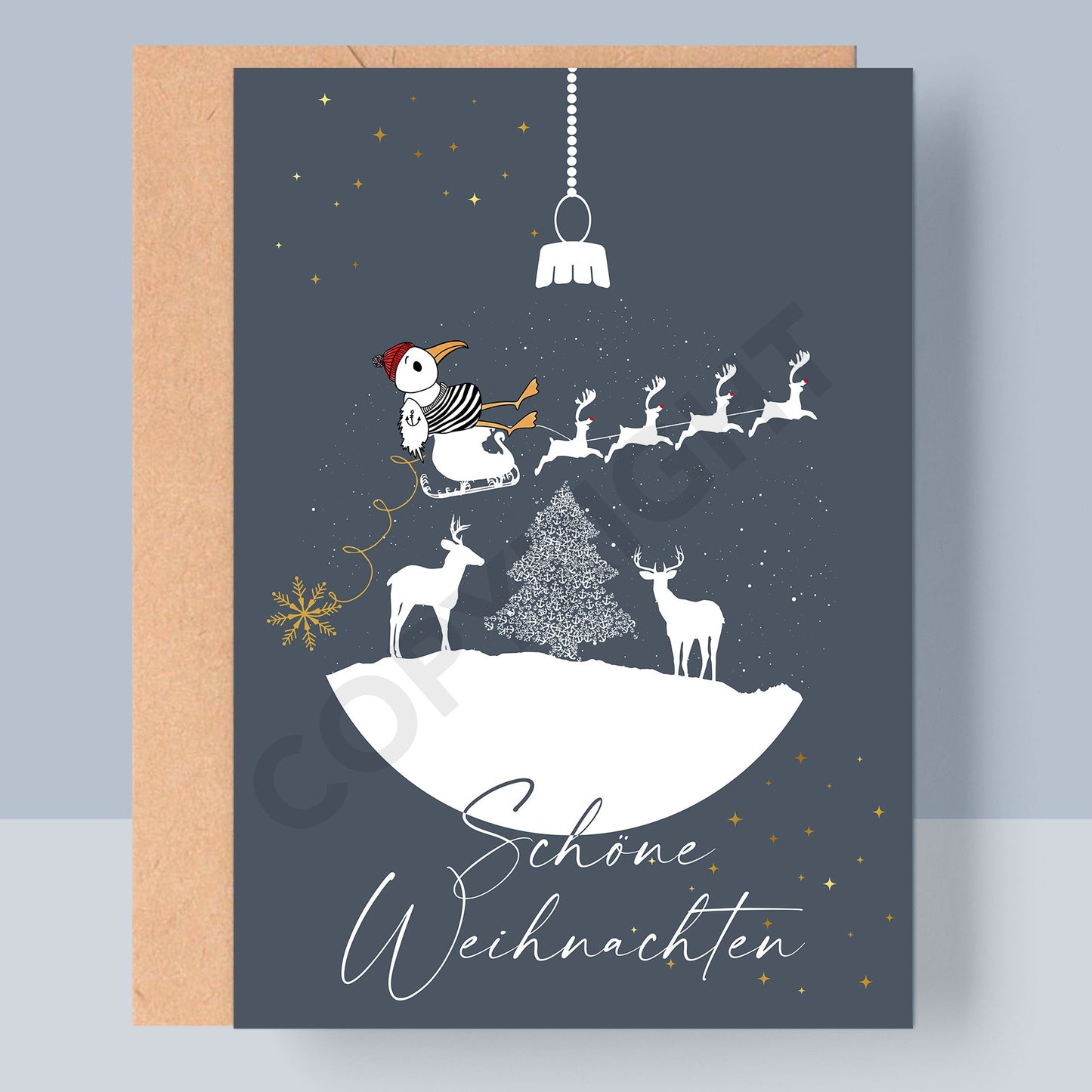 WEIHNACHTSKLAPPKARTE - SCHÖNE WEIHNACHTEN SCHNEEKUGEL