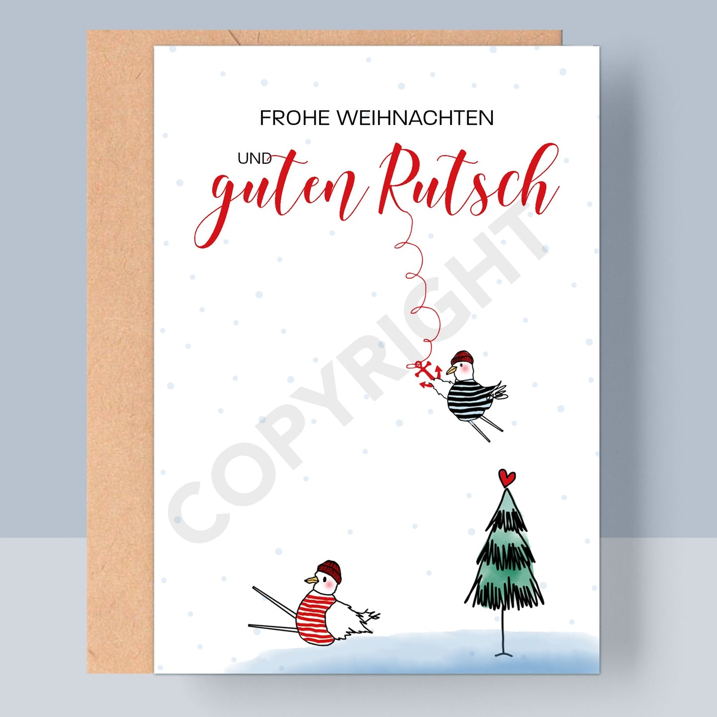 WEIHNACHTSKLAPPKARTE - FROHE WEIHNACHTEN UND GUTEN RUTSCH