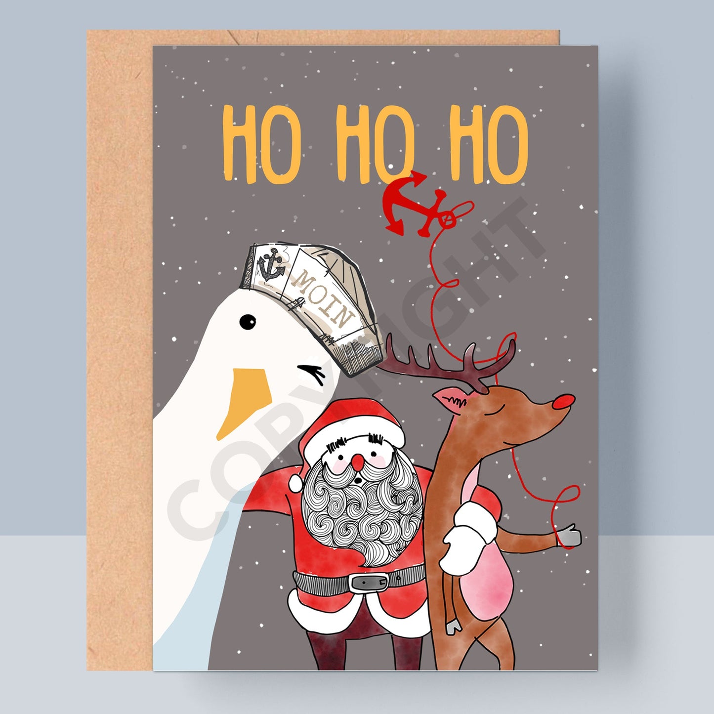 WEIHNACHTSKLAPPKARTE - HO HO HO