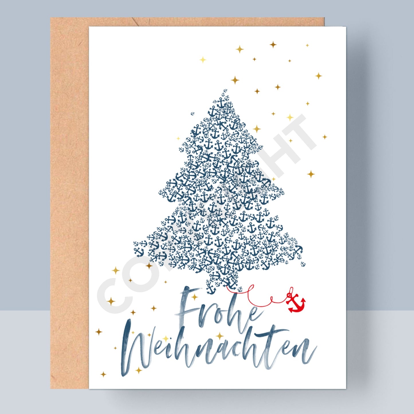 WEIHNACHTSKLAPPKARTE - ANKERTANNENBAUM FROHE WEIHNACHTEN