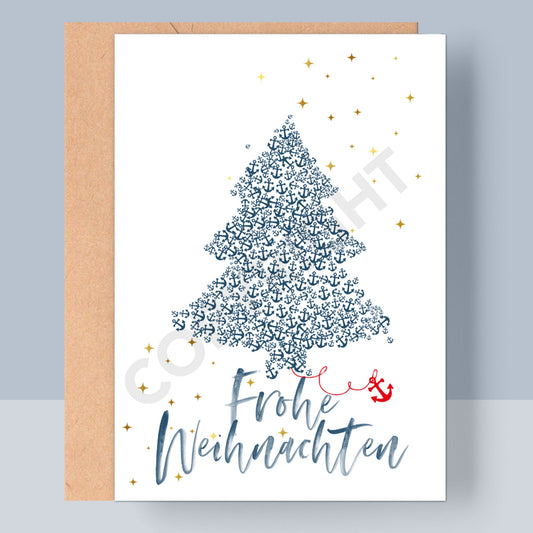 WEIHNACHTSKLAPPKARTE - ANKERTANNENBAUM FROHE WEIHNACHTEN