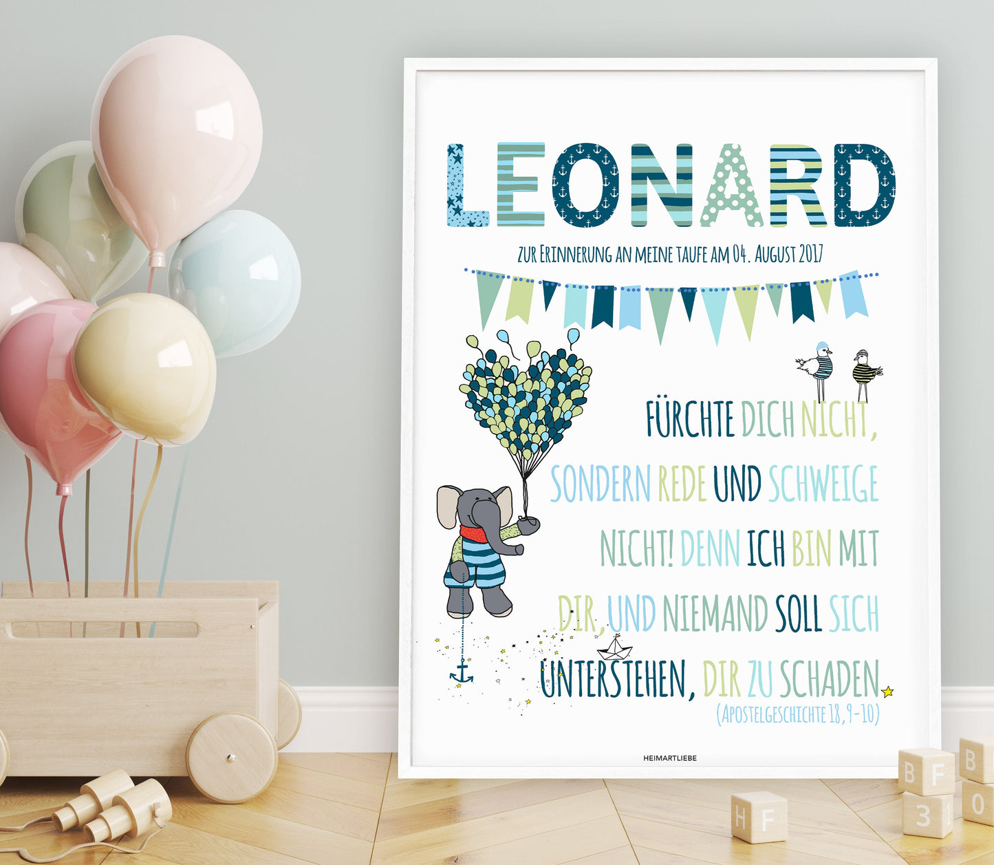 TAUFE - JUNGE ELEFANT HERZLUFTBALLONS