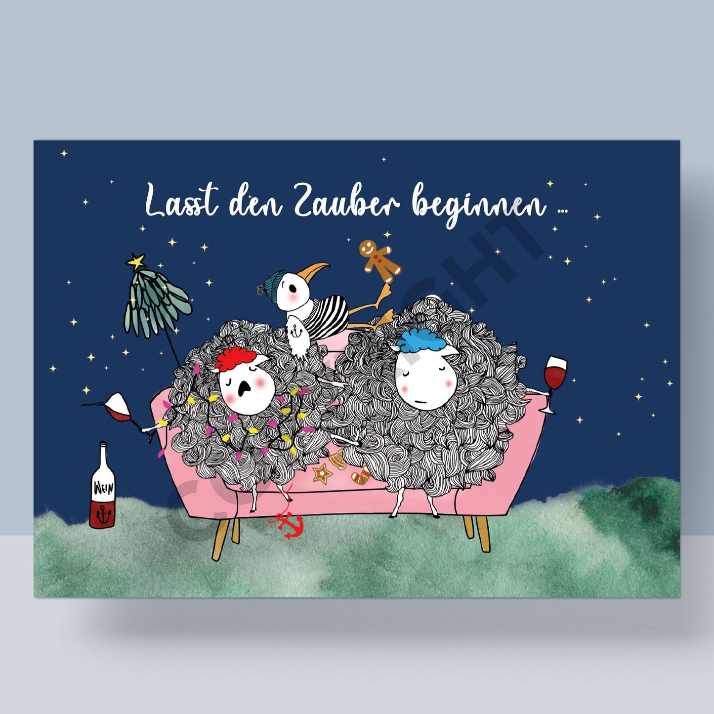 WEIHNACHTSPOSTKARTE - LASST DEN ZAUBER BEGINNEN