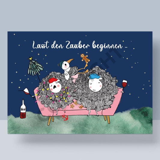 WEIHNACHTSPOSTKARTE - LASST DEN ZAUBER BEGINNEN