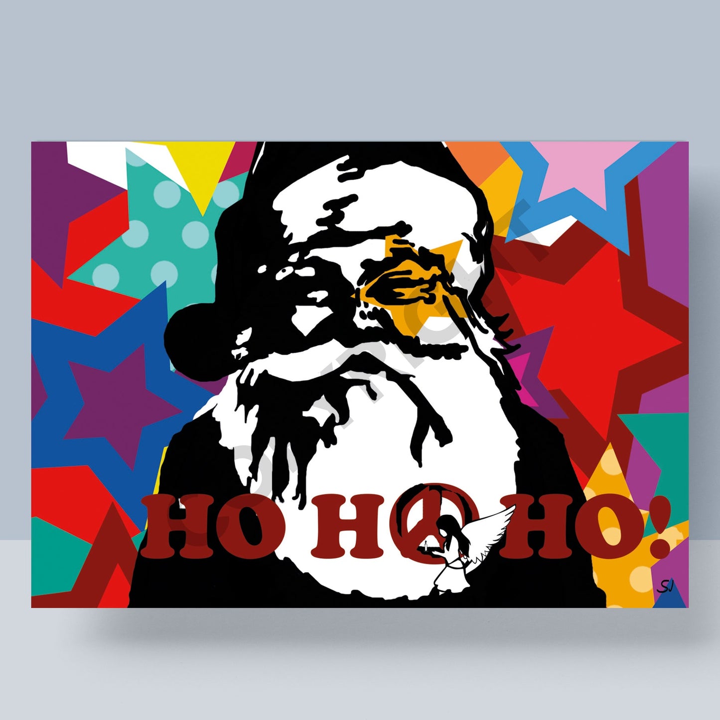 WEIHNACHTSPOSTKARTE - POP ART SANTA