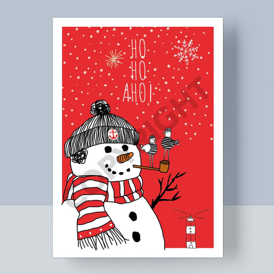 WEIHNACHTSPOSTKARTE - HO HO AHOI