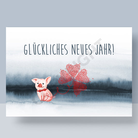 WEIHNACHTSPOSTKARTE - GLÜCKLICHES NEUES JAHR