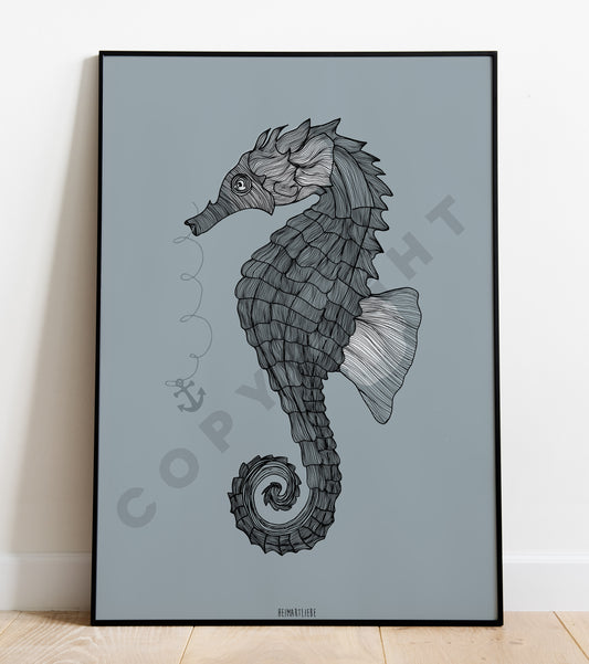 PRINT - SEEPFERDCHEN BLAU