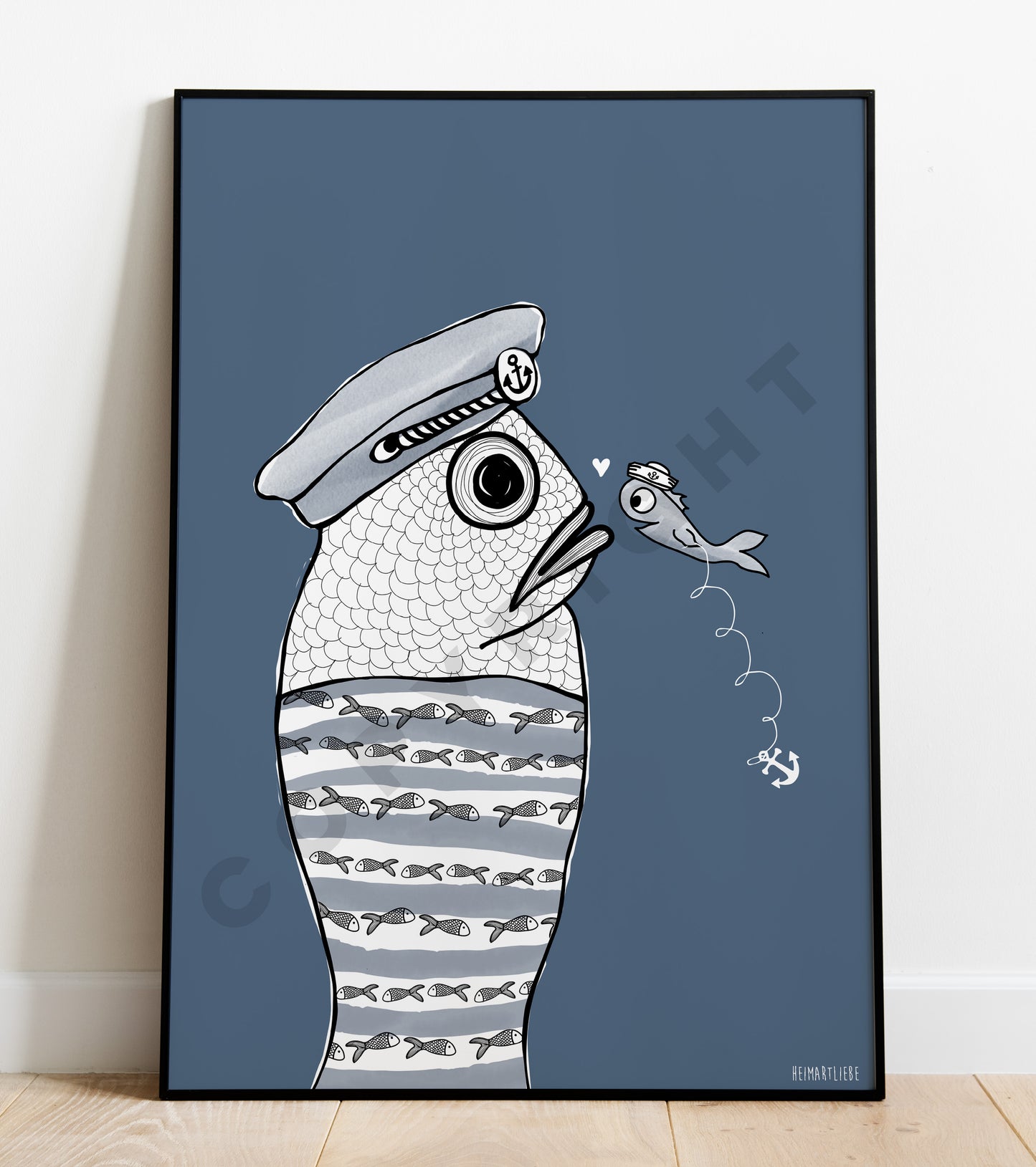 PRINT - BEGEGNUNGEN (FISCHE/DUNKELBLAU)