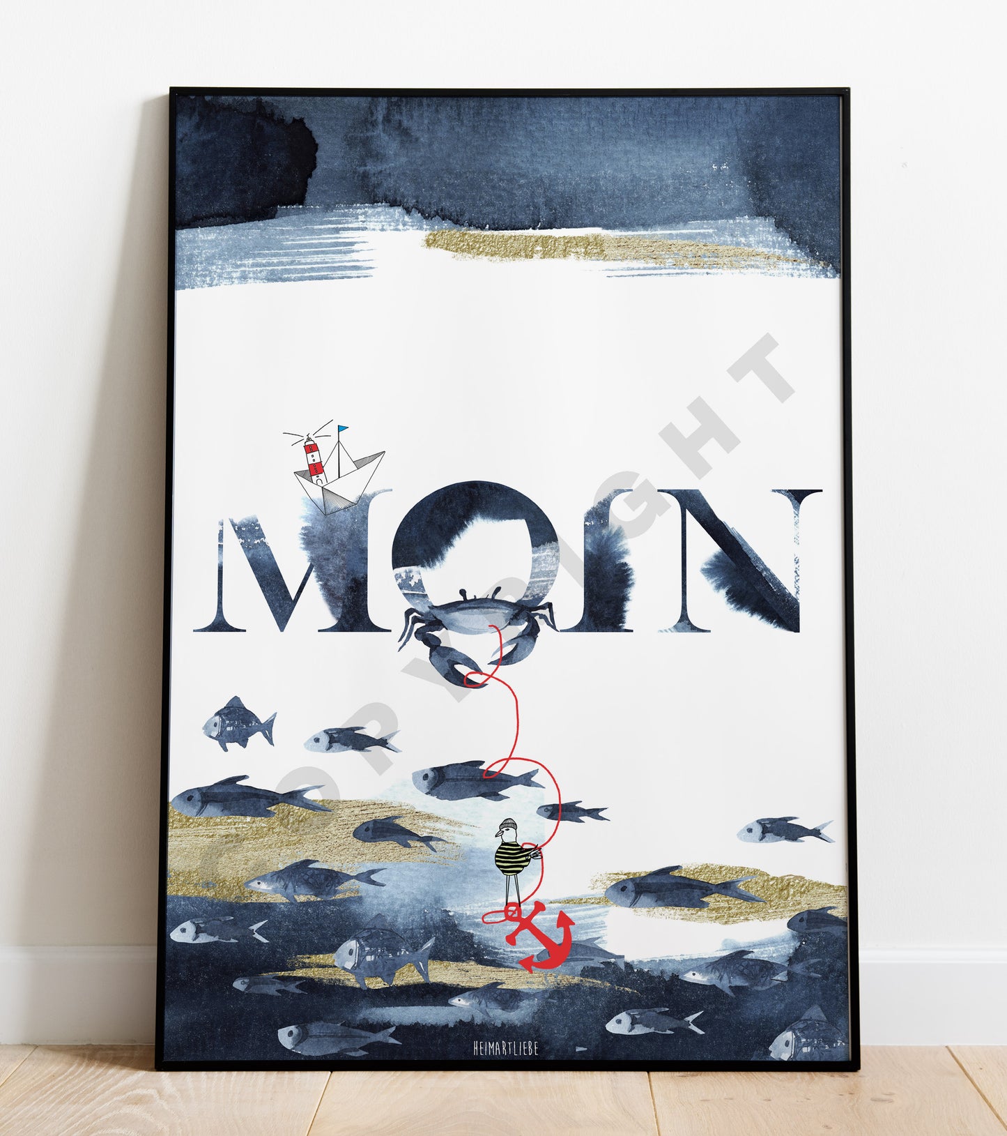 PRINT - MOIN BRUSH BLAU