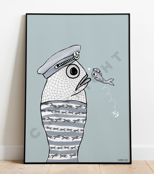 PRINT - BEGEGNUNGEN (FISCHE/HELLBLAU)