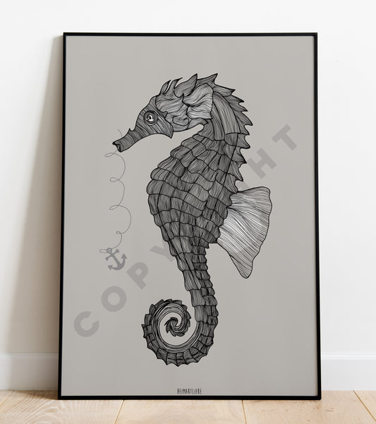 PRINT - SEEPFERDCHEN GRAU