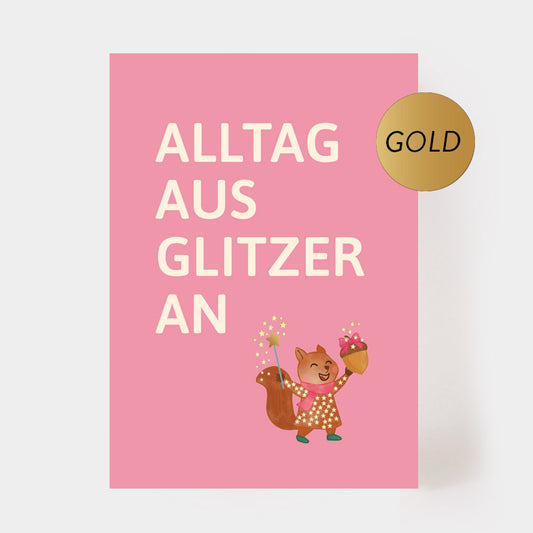 WEIHNACHTSPOSTKARTE - "Glitzer" mit Goldprägung