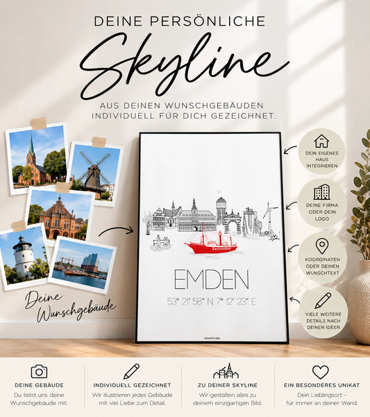 Deine persönliche Skyline - individuell für dich gezeichnet