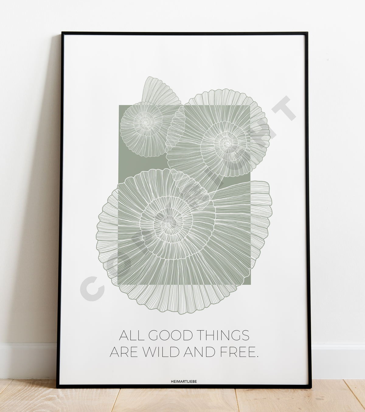 PRINT - BLUE | SAND | GREEN OCEAN - ALL GOOD THINGS ARE WILD AND FREE